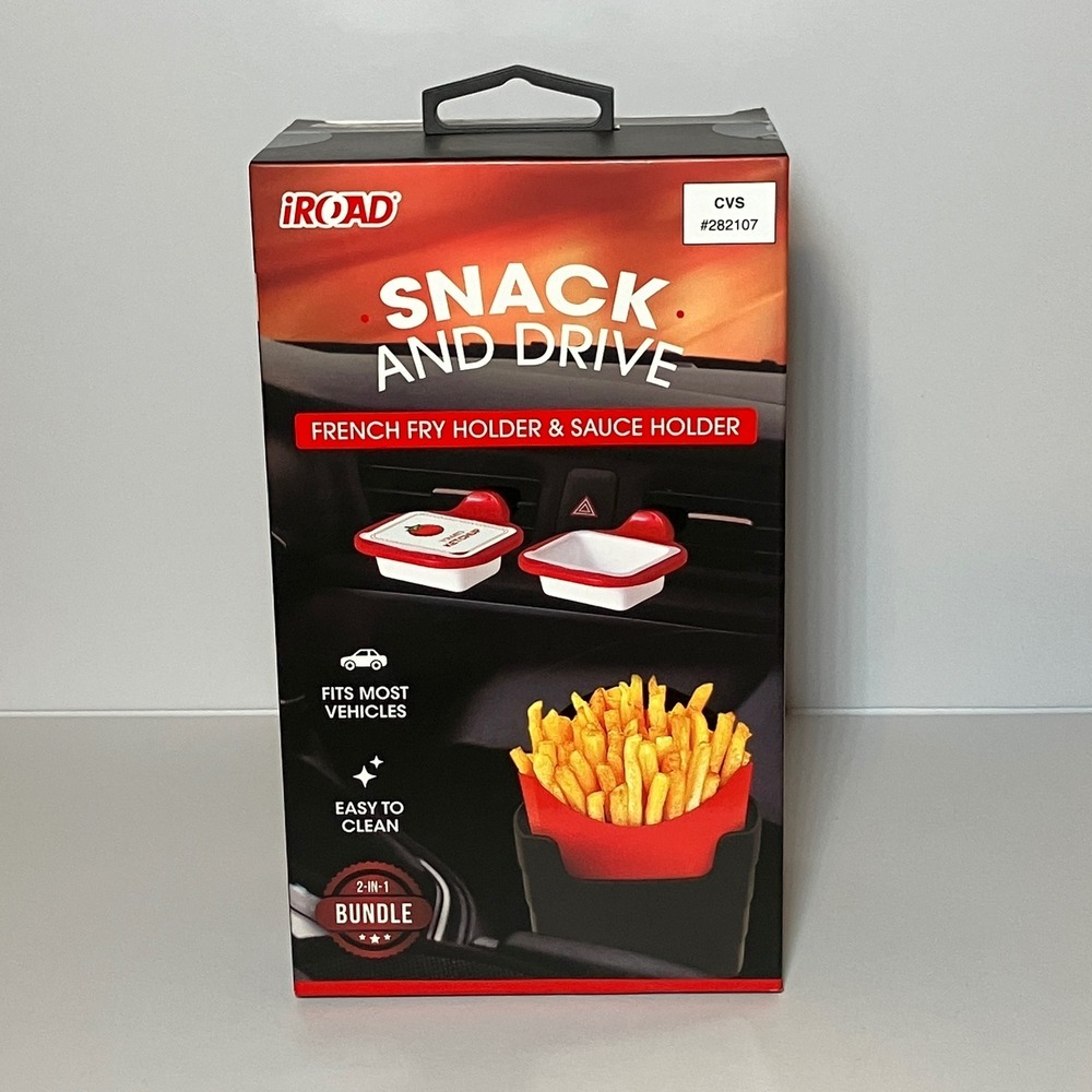 iRoad Snack and Drive French Fry and Sauce Holder 2 in 1 Bundle Car Accessory